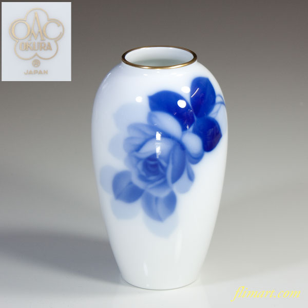 大倉陶園オールドブルーローズ花瓶 | ブランド洋食器：リサイクル通販 