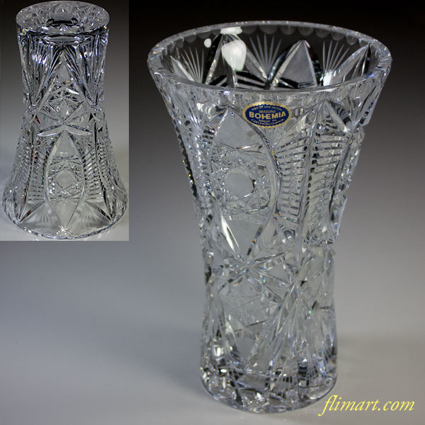 ボヘミアクリスタルガラス花瓶T1705