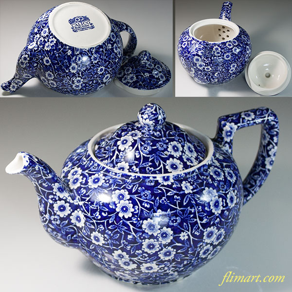 BULEIGH BLUE CALICO バーレイブルーキャリコ花柄更紗ティーポットL 1.0L