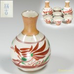 たち吉赤絵花鳥酒器揃え徳利二点猪口五点セット