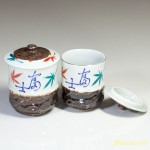 蓋付富士紅葉夫婦湯呑み