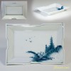 染付山水角皿W2526