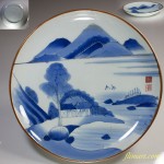 染付山水九寸半大皿W2673