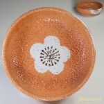 孝山志野梅紋菓子鉢