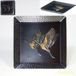 黄銅製栄美堂双鶴飛翔銘々皿五点セット