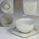 丹波立杭焼雅峰窯孔雀紋湯呑茶托五客セット