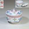 哲山色絵鳥蓋付湯呑