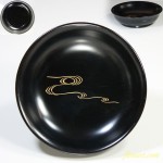 木製黒塗漆器沈金小皿