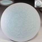快山窯青白磁蔓唐草大皿32cm