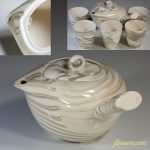 清松苑マーブル柄急須湯呑セット