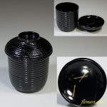 山中塗木製黒塗松葉見返小吸物椀