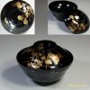 黒塗木製漆器菊金蒔絵吸物椀