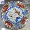 金彩色絵雲鶴青海波鳳凰紋一尺大皿