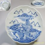 染付山水五寸半皿W4060