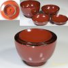 木製漆器朱塗入子四つ椀
