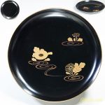 木製漆器黒塗金縁皿