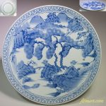 染付山水一尺大皿W4604