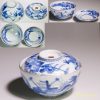 染付山水鳳凰龍図蓋付碗
