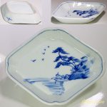 染付菱皿W4685