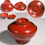 木製漆器朱塗吸物椀W4935