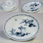 染付楕円皿W5110