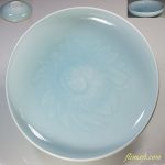 快山青白磁牡丹七寸半浅鉢W5372