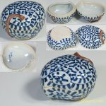 中尾青山作染付蛸唐草香合