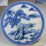 染付山水一尺皿W5514