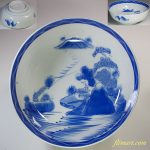 染付山水七寸鉢W5536