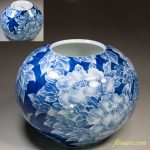 有田焼文右衛門牡丹丸花瓶W5579
