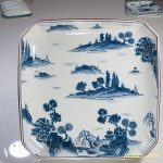 前畑陶器庫山窯染付山水角盛皿