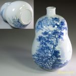 染付山水瓢箪型花瓶