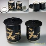 兎月窯杉浦芳樹柚子黒蓋付夫婦湯呑