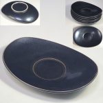 陶器製楕円茶托五枚セットW7564