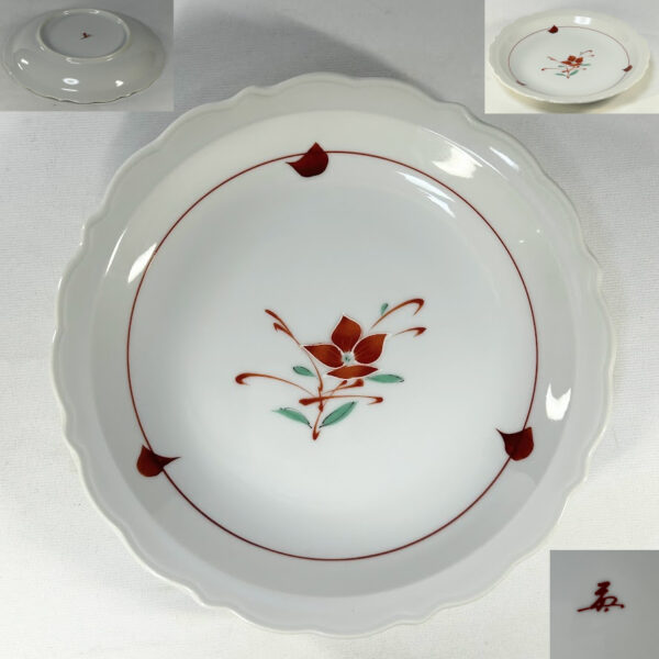 赤絵桔梗図六寸半皿