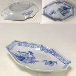 山水舟型菱皿W9260