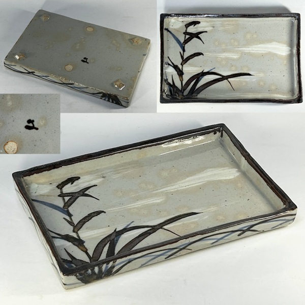 幸兵衛窯草文角長皿