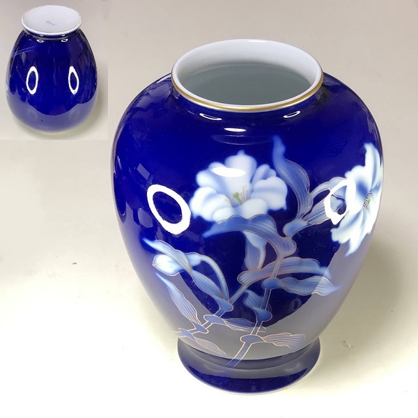 深川製磁瑠璃百合花瓶