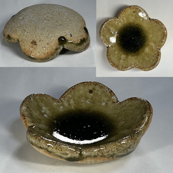 緑釉梅花型豆皿W10761