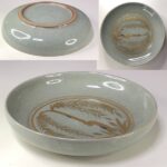 青磁柳図五寸半皿W9347