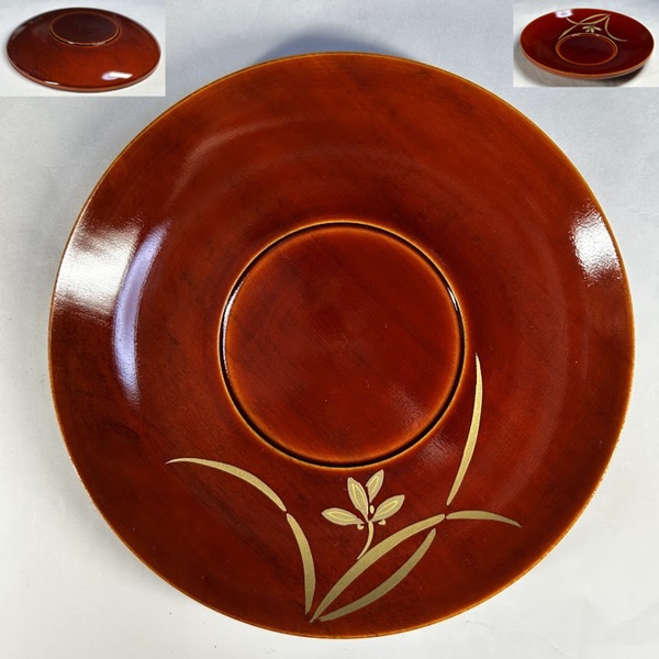 春慶塗金彩菖蒲茶托