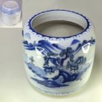 染付山水手焙り火鉢W9465