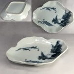 染付山水菱皿W7164