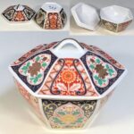有田焼錦清秀作六角蓋付入物W9634