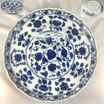 和光園染付花更紗一尺大皿