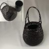 九籃手付スカシ籠花器籃胎漆器W6952