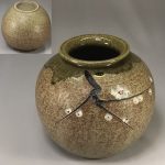 信楽焼富洋梅図花瓶