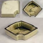 織部扇豆皿W7186