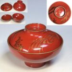 朱塗金彩吸物椀W9869