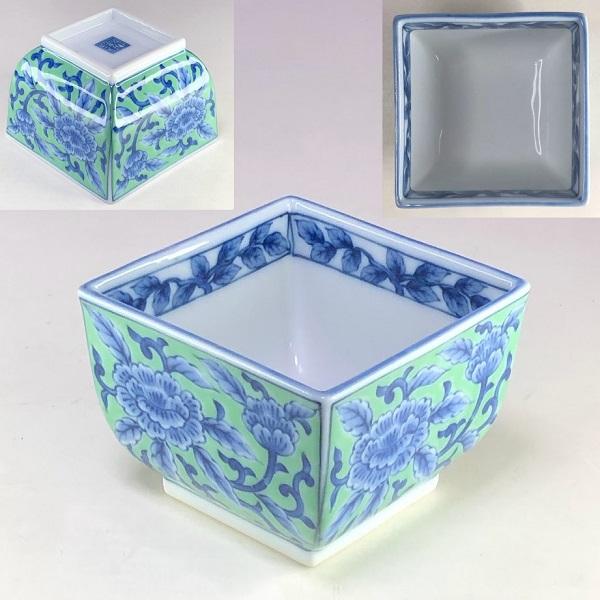 三洋陶器龍峯緑彩角小鉢